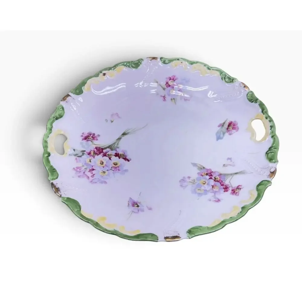 VTG Antique Weimar Germany Porcelain Purple Violet Cutout Ribbon Handle Plate